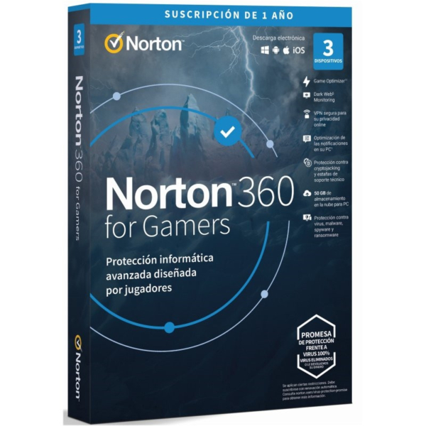 Norton 360 For Gamers 1 Usuario - 3 Dispositivos (1 año) + Copia en la nube (50GB)