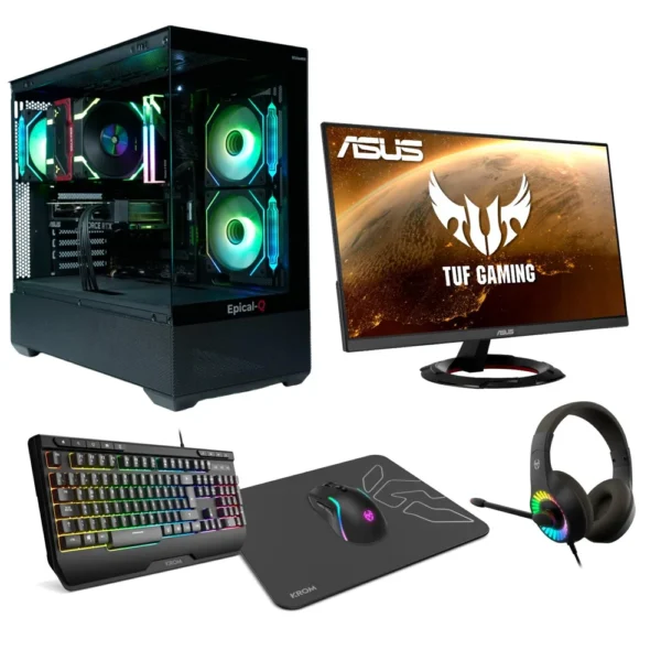 Epical-Q Pack Gaming Epic100 AMD Ryzen 5 8400F, 32GB, 1TB NVME, RTX 5060 + Windows 11 Pro + Monitor 24" 180Hz + Combo Gaming